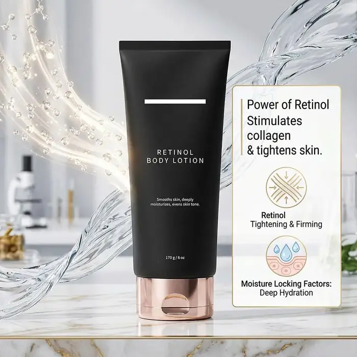 Lotion corporelle au rétinol hydratante et raffermissante pour peaux crépues