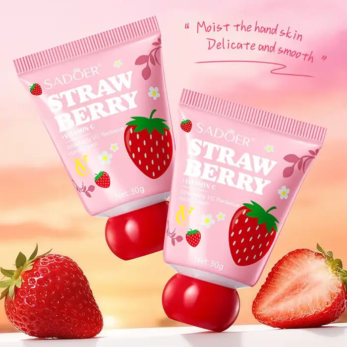 2 pièces de crème pour les mains à la fraise VC