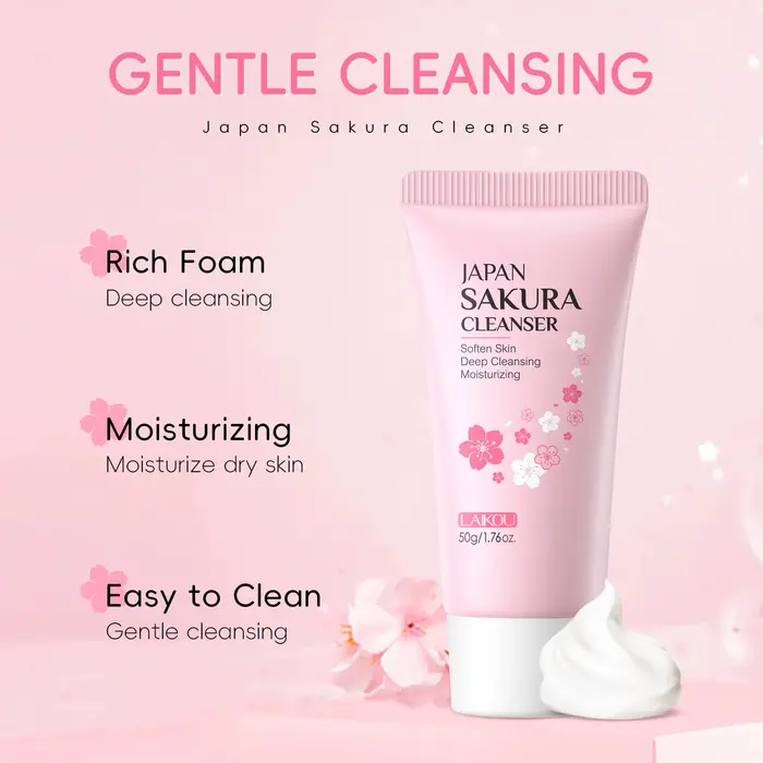 LAIKOU Sakura nettoyant doux nettoyage en profondeur contrôle de l'huile hydratant rétrécit les Pores visage soins de