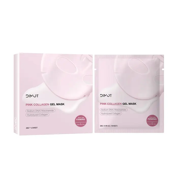 Masque facial au collagène hydrogel – Feuille de gelée rose pour une humidité intense, équilibre le 