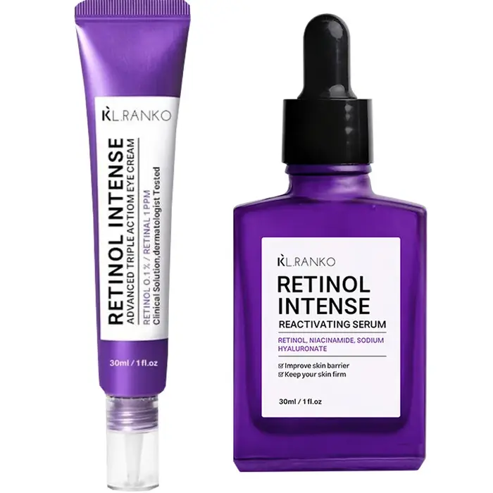 Crème pour les yeux à triple action avancée intense au rétinol, anti-âge pour les ridules – Ensemble