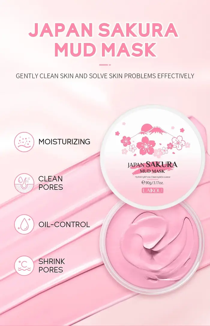 Laikou Sakura masque de boue nettoyage en profondeur contrôle de l'huile équilibre antioxydant rétrécissement des Pores