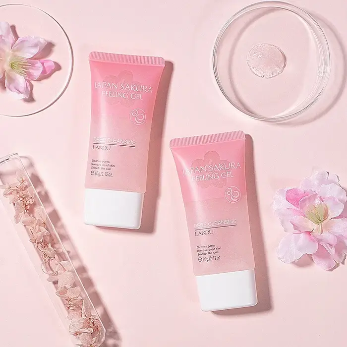 LAIKOU Sakura Peeling Gel Exfoliation du visage nettoie les Pores hydratant contrôle de l'huile 60g