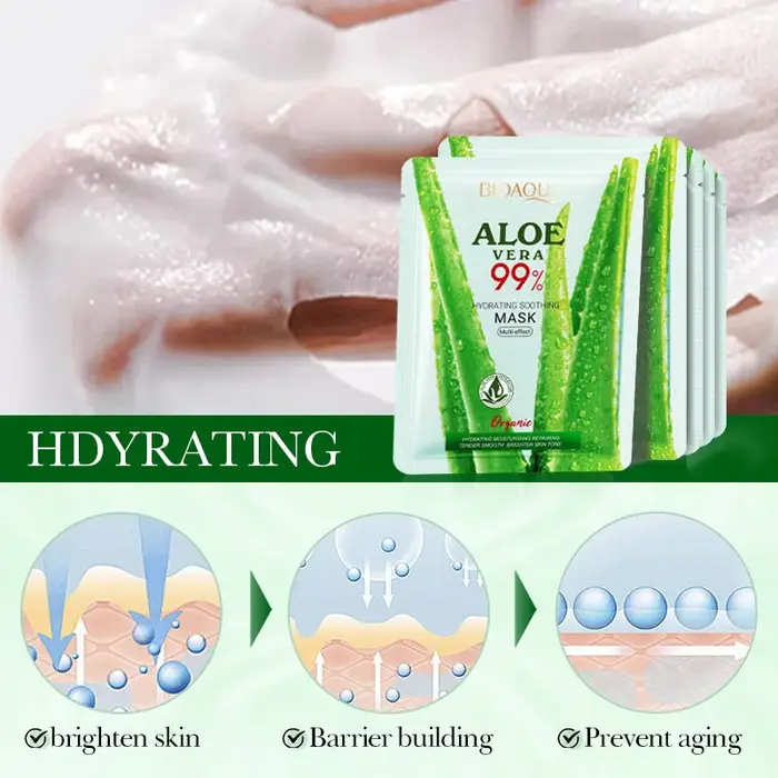5/10 pièces BIOAQUA Aloe Vera masques faciaux hydratants peau apaisante blanchissant Anti-rides