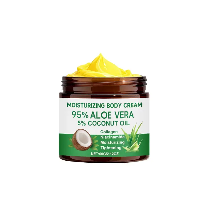Crème hydratante pour le corps à 95% d'aloe vera avec 5% d'huile de noix de coco, soin nourrissant d
