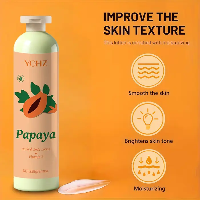 Lotion hydratante pour la peau à l'extrait de papaye et à la vitamine E