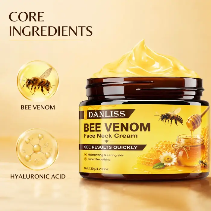 Crème visage et cou au venin d'abeille avec acide hyaluronique – Hydratant liftant, lissant et hydratant pour une amélioration visible du contour.