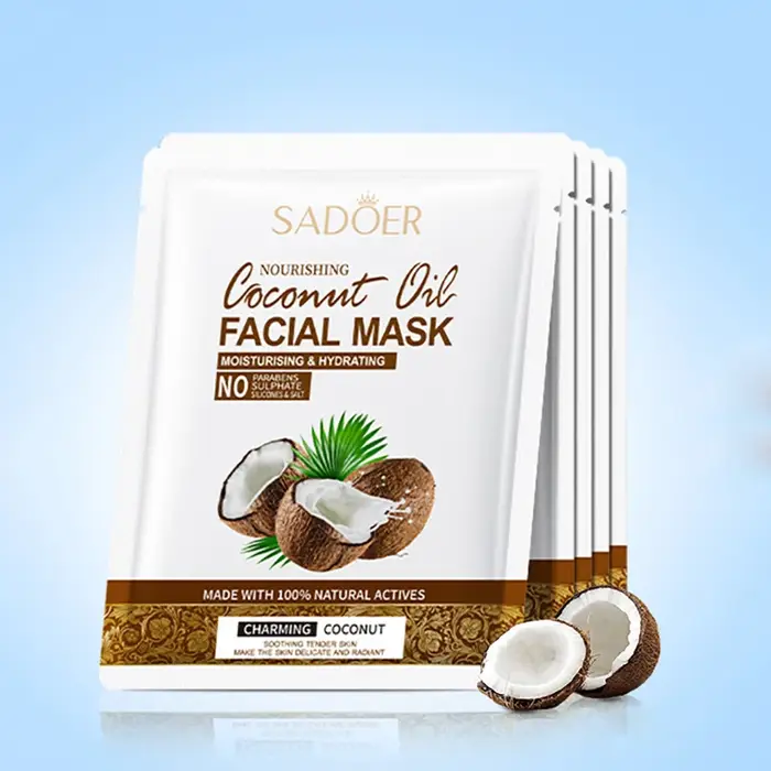 5 pièces SADOER noix de coco masque Facial soin du visage hydratant raffermissant hydratant nourriss
