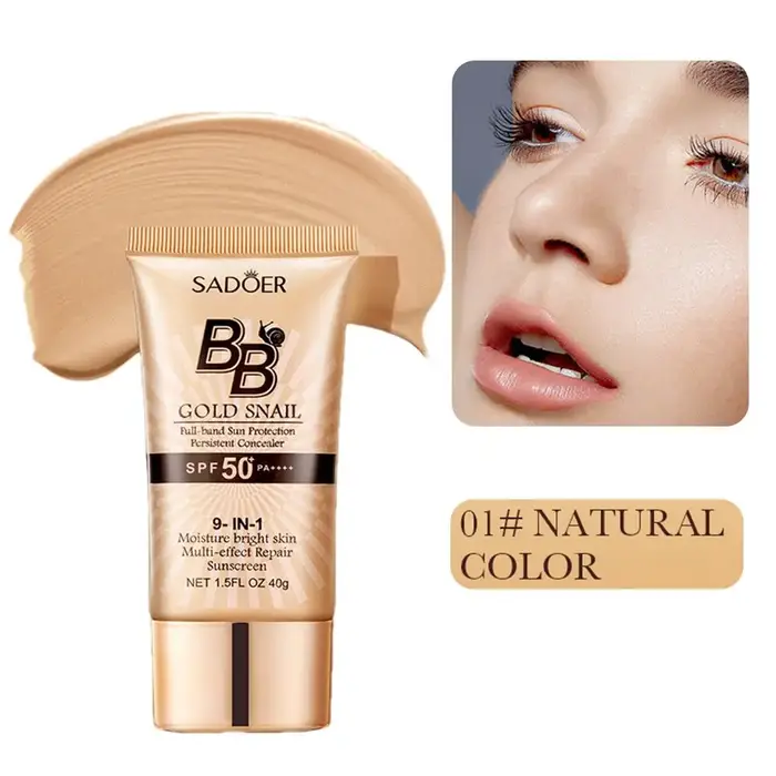 40G SADOER SPF50 + crème solaire escargot doré BB crème fond de teint correcteur hydratant longue du