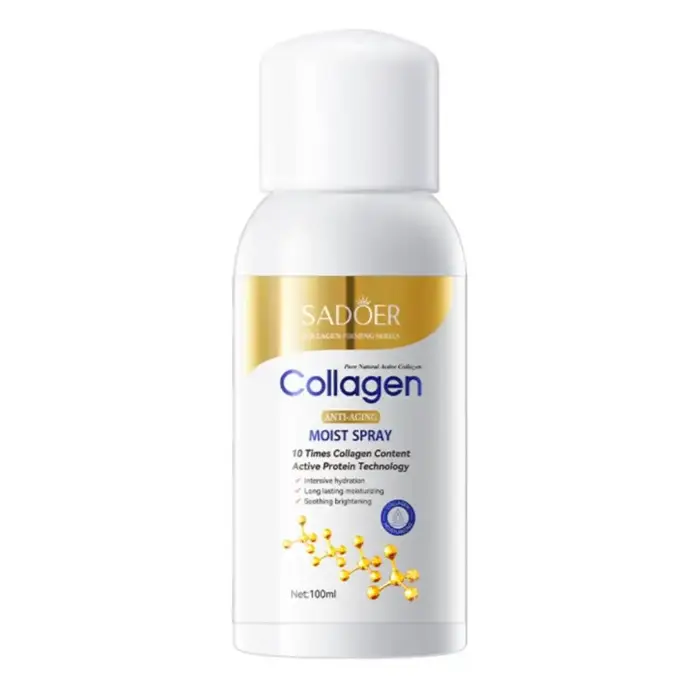 SADOER Collagène Anti-Âge Spray Hydratant 100ml Brume Hydratante à Hydratation Intensive pour un Soin Quotidien Confortable et une Rafraîchissement de la Peau