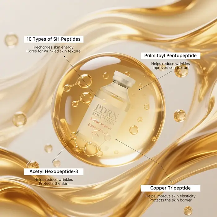 Ampoule Sérum ADN de Saumon PDRN Soin Avancé Réparation Profonde Renouvellement Éclat Tonifiant Renforcement de la Barrière Raffermissant Essence Visage Coréenne