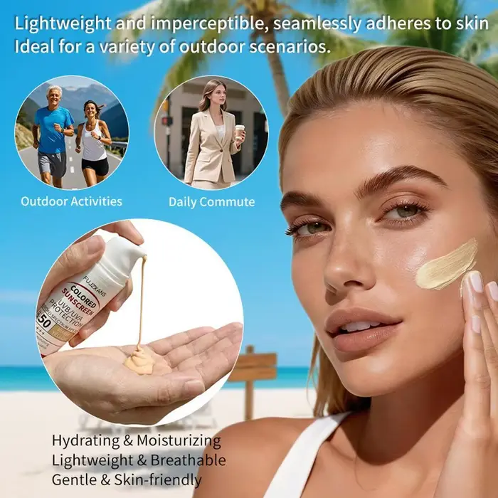 Crème solaire teintée SPF 50 PA++++ avec éclat naturel