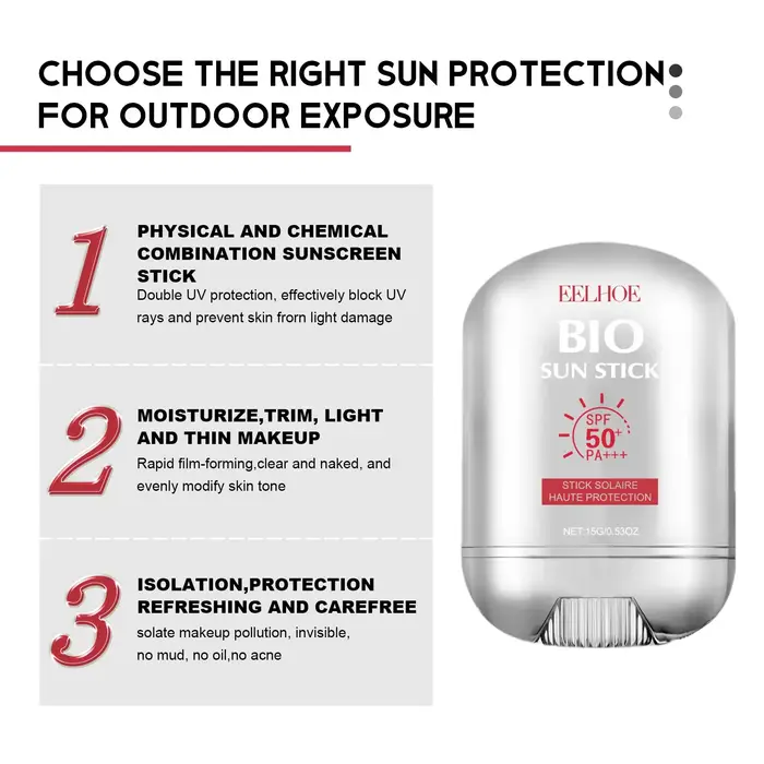 Bâton de protection solaire pour le visage Spf 50 +