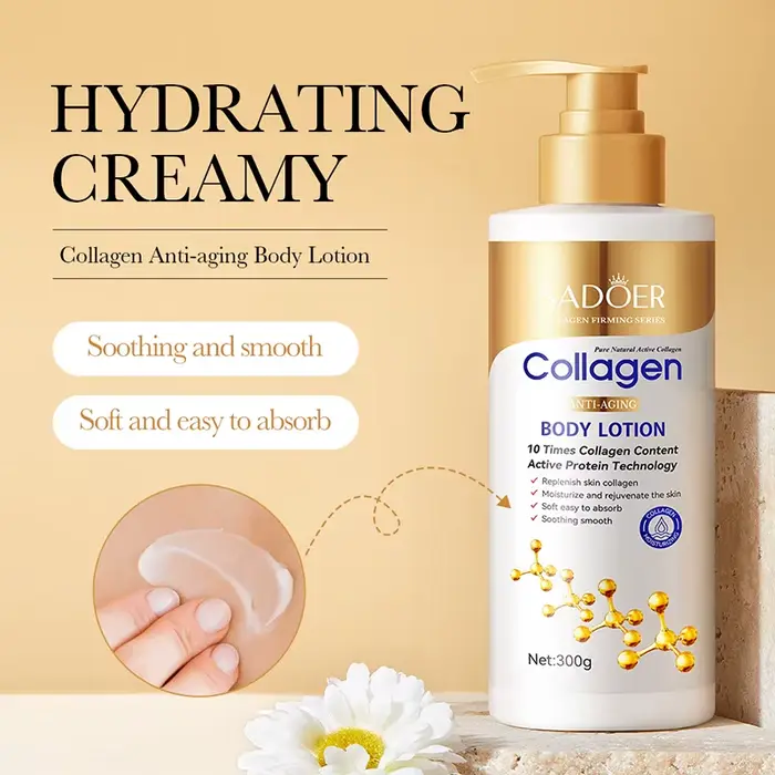 Lotion corporelle anti-âge au collagène 300g : hydrate, lisse et répare la peau ; douce et facilemen