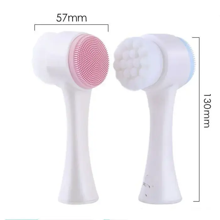 Brosse faciale double face avec poils en silicone doux