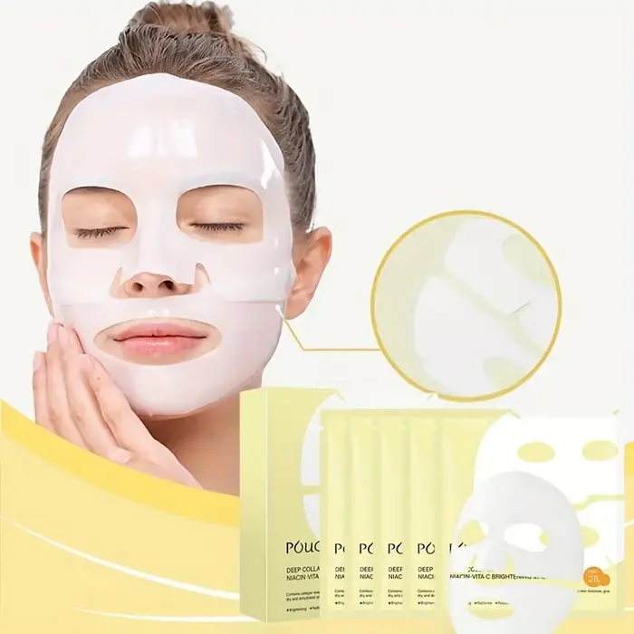 1 boîte*5 masques pour le visage au collagène blanc et jaune