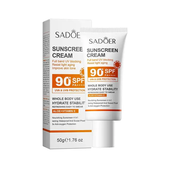 Crème solaire SPF 90+ PA++++, crème solaire légère quotidienne pour le visage et le corps, crème solaire pour la plage, le jogging, les sports de plein air