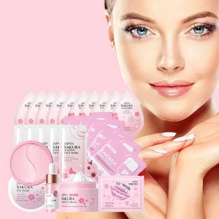 Sakura – ensemble de soins pour la peau, 24 pièces, masques pour les yeux et les lèvres, sérum Nud, 
