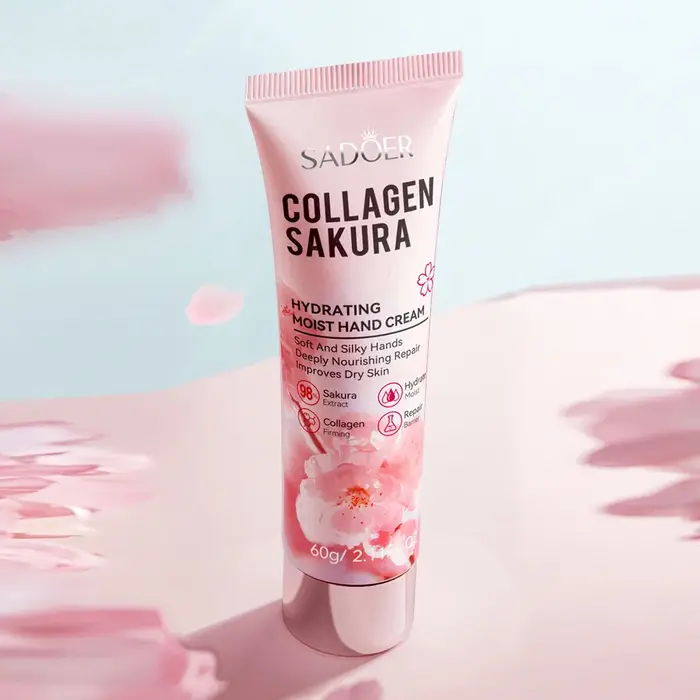 Crème hydratante pour les mains lisse au collagène fleur de cerisier pour l'automne et l'hiver
