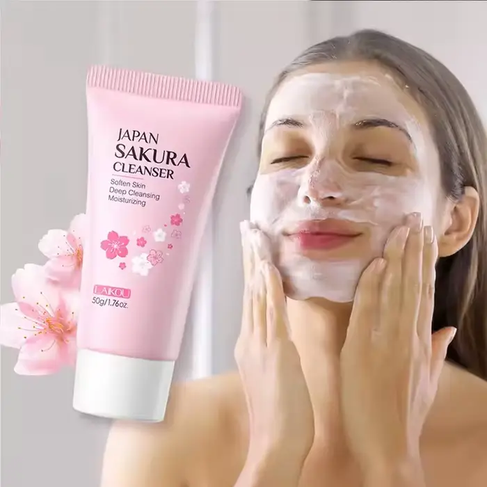 LAIKOU Sakura nettoyant doux nettoyage en profondeur contrôle de l'huile hydratant rétrécit les Pores visage soins de