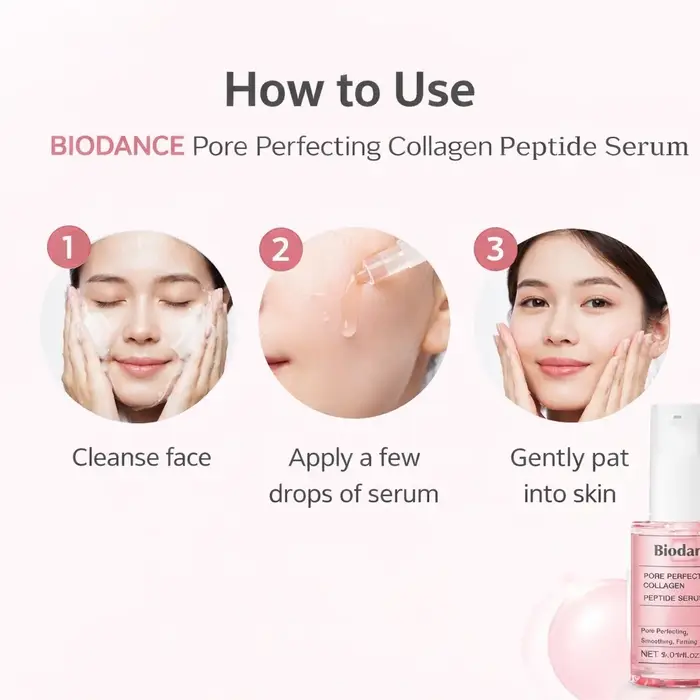 Sérum Coréen au Collagène et Peptides pour Affiner les Pores & Sérum Hydro Cera-nol, Essence Hydratante Apaisante pour le Soin des Pores du Visage 30ml