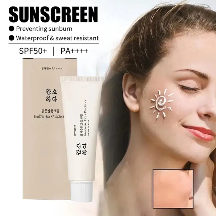 Crème solaire SPF50 +, crème solaire probiotique de riz coréen 50ml