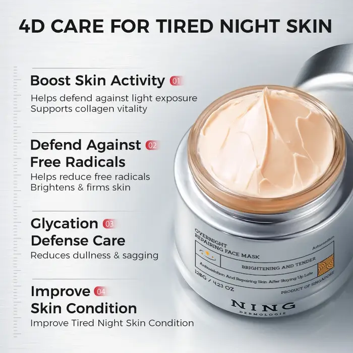Masque de nuit à l'astaxanthine – Masque hydratant éclaircissant