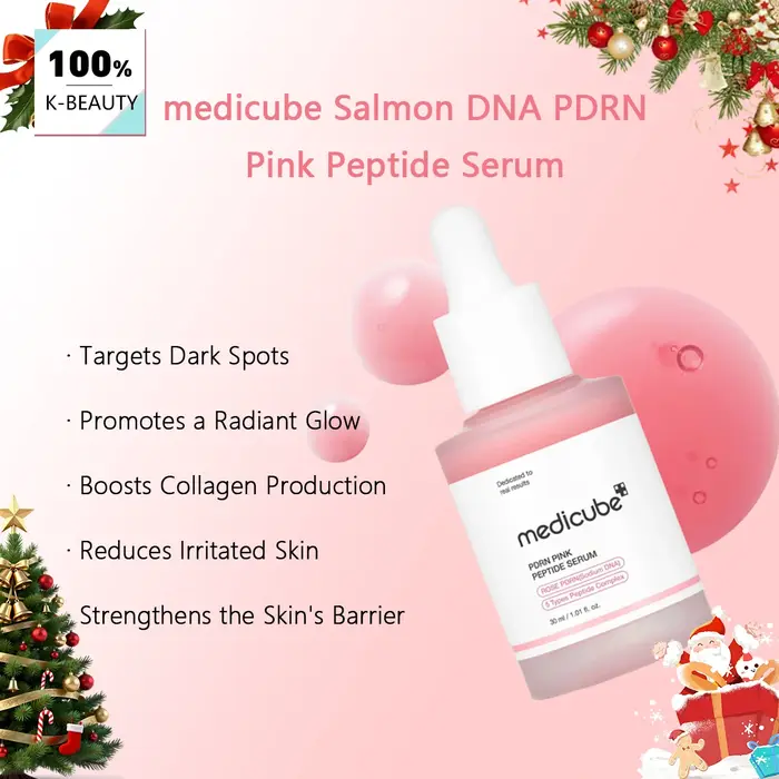 Sérum peptidique rose Medicube Salmon DNA PDRN, Texture sérum, ingrédients réparateurs complexes, Li
