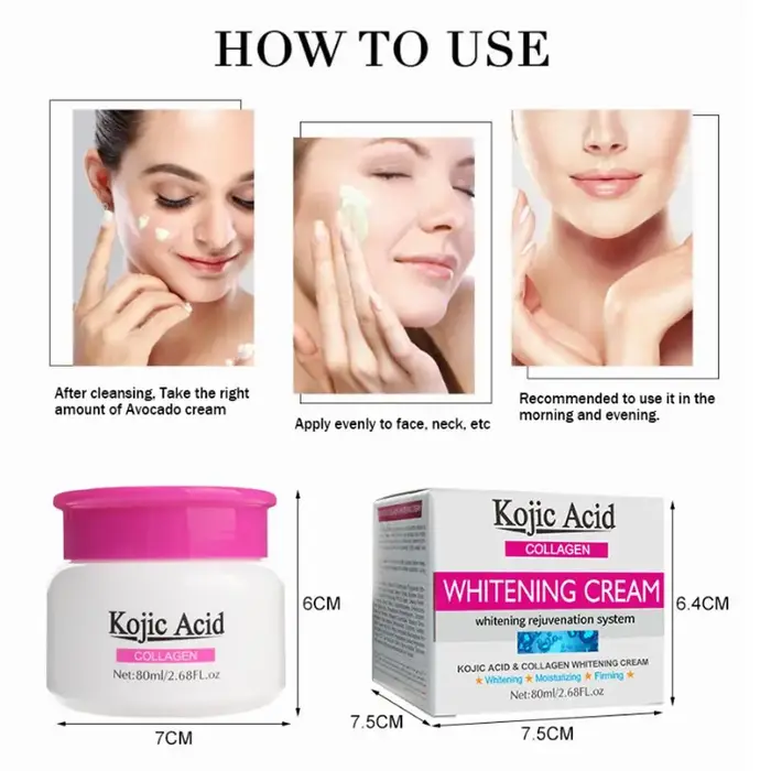 Crème hydratante à l'acide kojique et au collagène pour le visage