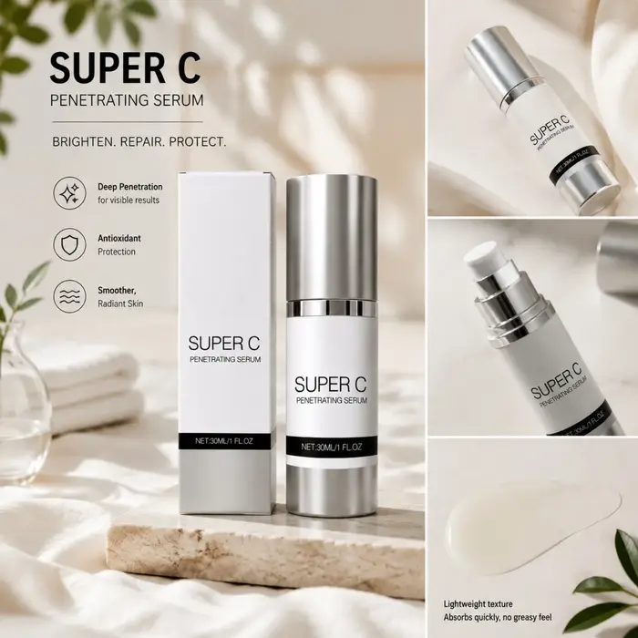 Sérum à la vitamine C pénétrant, raffermissant, resserrant les pores, hydratant, lissant la peau, pour un teint uniforme, soin du visage quotidien à domicile, essence pour le soin de la peau