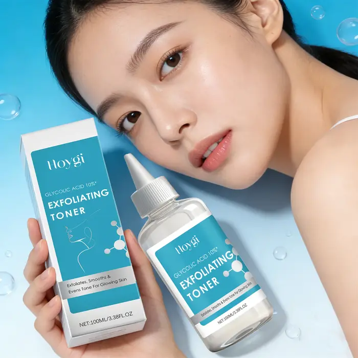 Tonique à l'acide glycolique 10% Clarifiant Élimination des peaux mortes Unification du teint Exfoliation Anti-acné Nourrissant Hydratant Sérum pour le visage