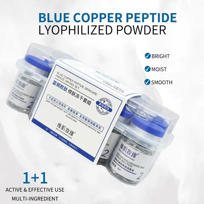 Ensemble de lyophilisation au Peptide de cuivre bleu, poudre lyophilisée, améliore les rides, Essenc