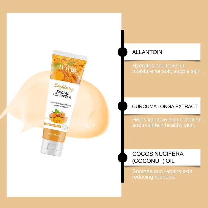 Nettoyant au Curcuma Hydratant Éclaircissant pour le Visage – Mousse Nettoyante Quotidienne pour la Peau – Soin Profond Anti-Points Noirs et Contrôle du Sébum