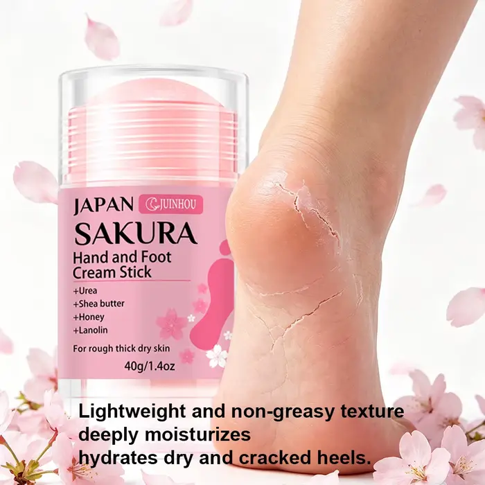 JUINHOU Crème stick mains et pieds à la fleur de cerisier 60% URÉE + 2% ACIDE SALICYLIQUE Hydratation intense