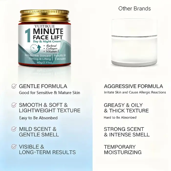 Crème de jour et de nuit liftante pour le visage de 1 minute