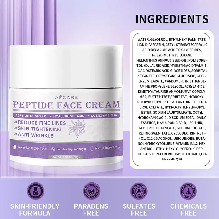 Crème peptidique Anti-rides pour Anti-âge, estompe les ridules, Lifting, raffermissant, soins pour l