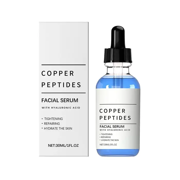 Sérum au cuivre et aux peptides 30 ml pour le visage avec acide hyaluronique, sérum hydratant et apa