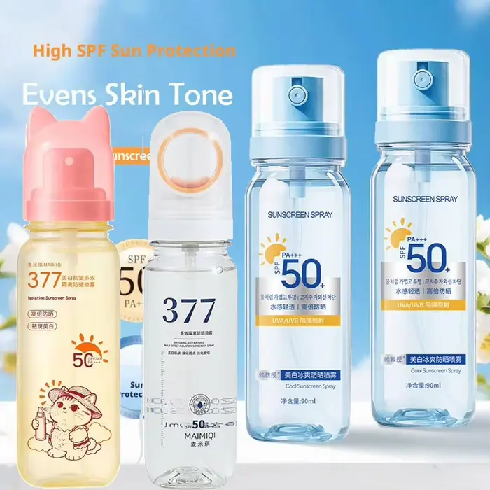 Spray solaire rafraîchissant SPF50+ hydratant et blanchissant pour le visage