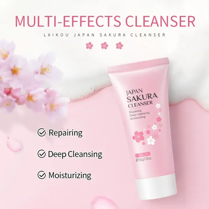 Sakura nettoyant mousse riche nettoyage en profondeur enlever la graisse améliorer la crème de lavage du visage grasse