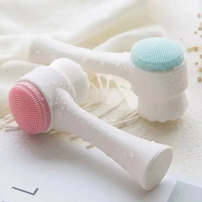 Brosse de nettoyage du visage Double Silicone 3D