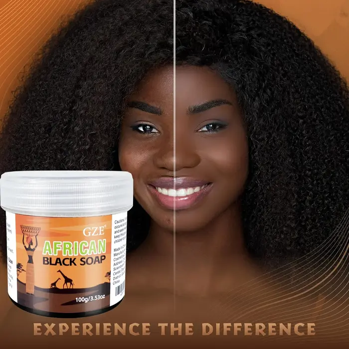 GZE Savon noir africain nettoyant 3 en 1 pour le visage