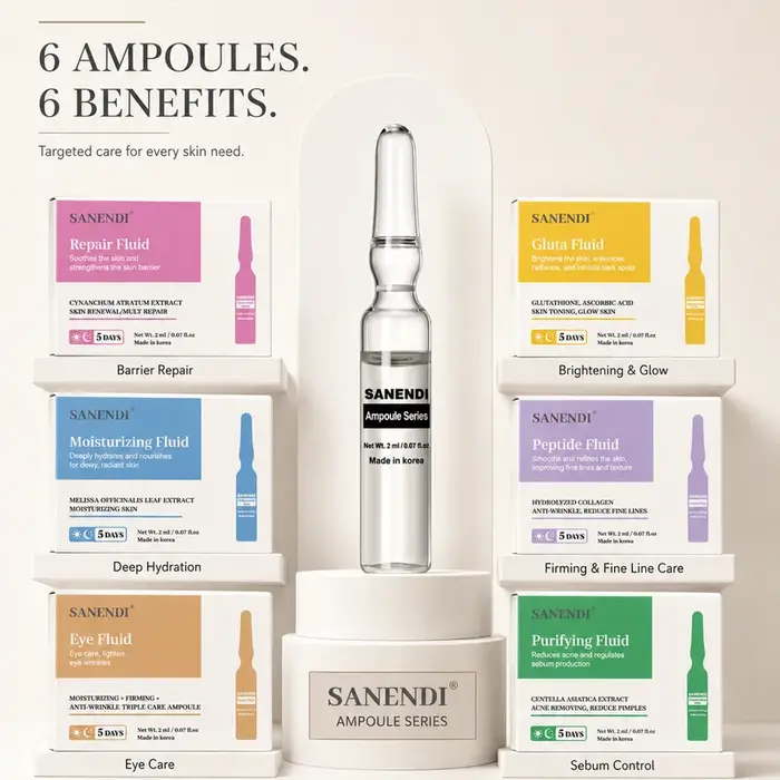 SANENDI Série d'ampoules aux peptides GSHI – Solution liquide hydratante pour les yeux et le visage – Sérum purifiant – Soin coréen pour la peau – 5/20 flacons