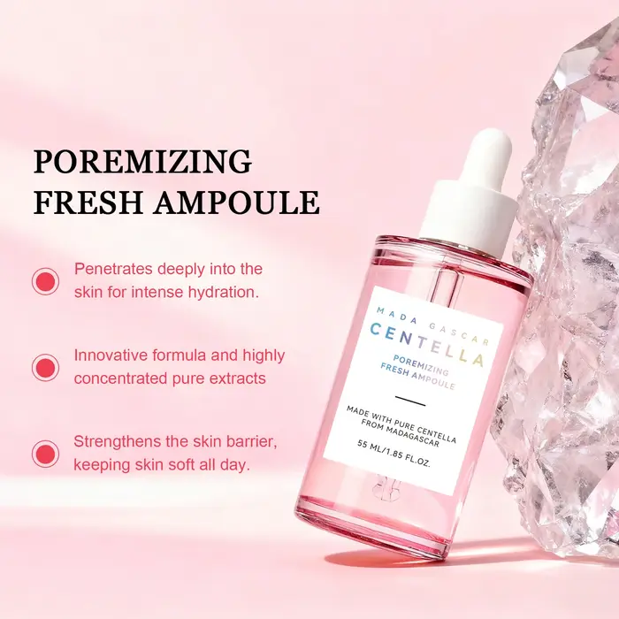 Sérum Éclaircissant à la Centella et au Niacinamide 55ml - Ampoule Hydratante qui Apaise le Teint Inégal et Booste