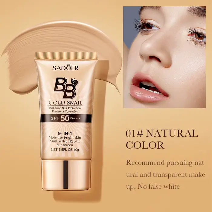SADOER Gold Snail crème solaire BB fond de teint correcteur crème d'isolation hydratante SPF50 + PA 