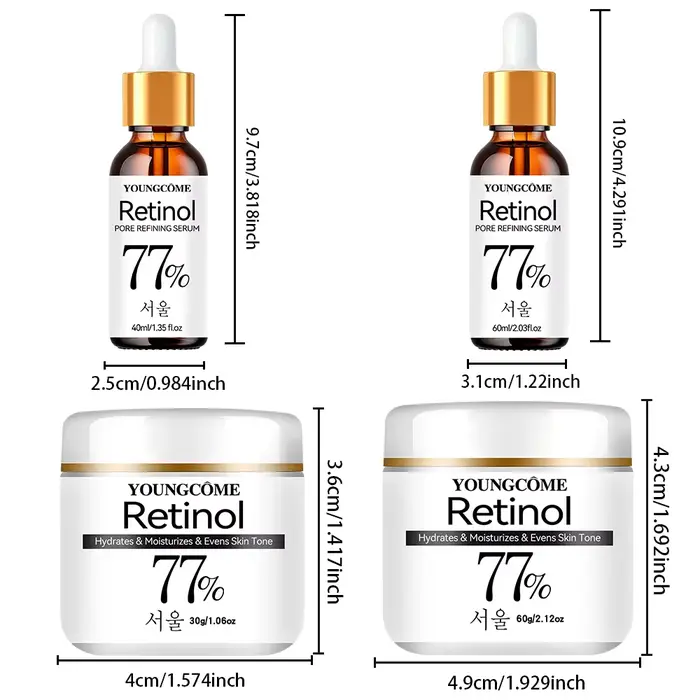 Ensemble de crème sérum pour le visage raffermissant au rétinol, Anti-âge, élimination des rides, ri