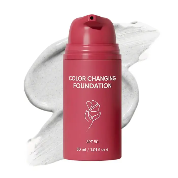 Fond de teint changeant de couleur avec SPF50, base de maquillage légère hydratante longue durée, fo