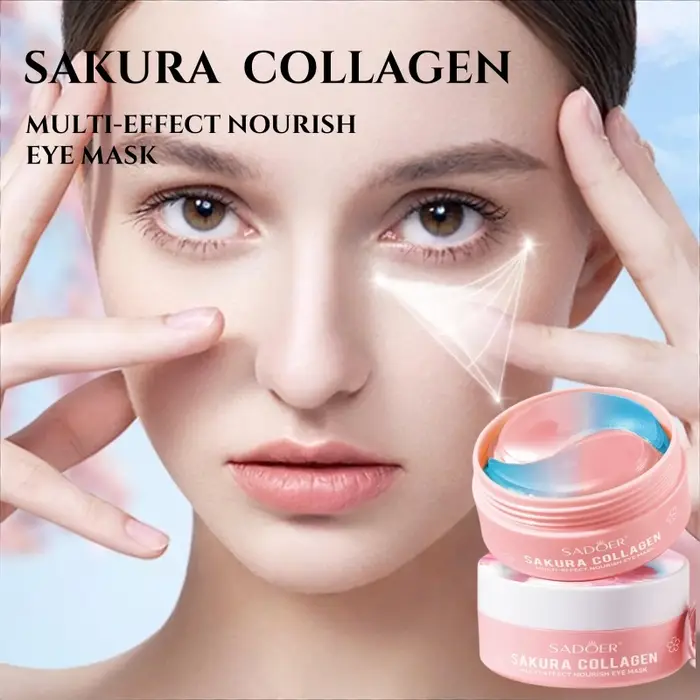 60 masques pour les yeux multi-effets au collagène Sakura, qui hydratent, raffermissent et éclaircis