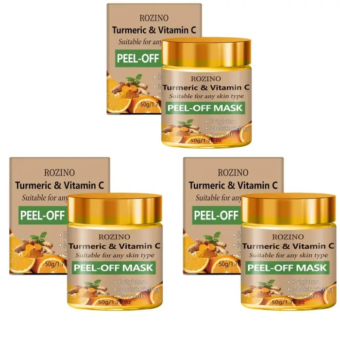 Masque peel-off au curcuma et à la vitamine C 50g, éclaircit le teint, hydrate, lisse, nourrit, raffermit le visage, soin anti-rides, raffermissant et liftant, repulpe la peau, spécialement conçu pour