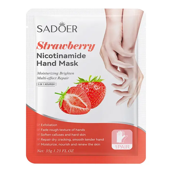 6 paires SADOER fruits masque pour les mains avocat miel pêche papaye cerise fraise vitamine C masques hydratants