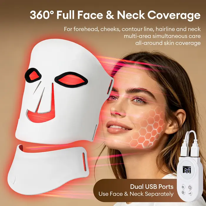 Masque LED en silicone pour le visage et le cou